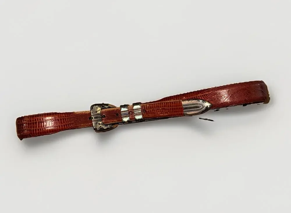 Remo Tulliani Mens 34 Brown Leather Western Belt Silver Buckle USA Rockabilly